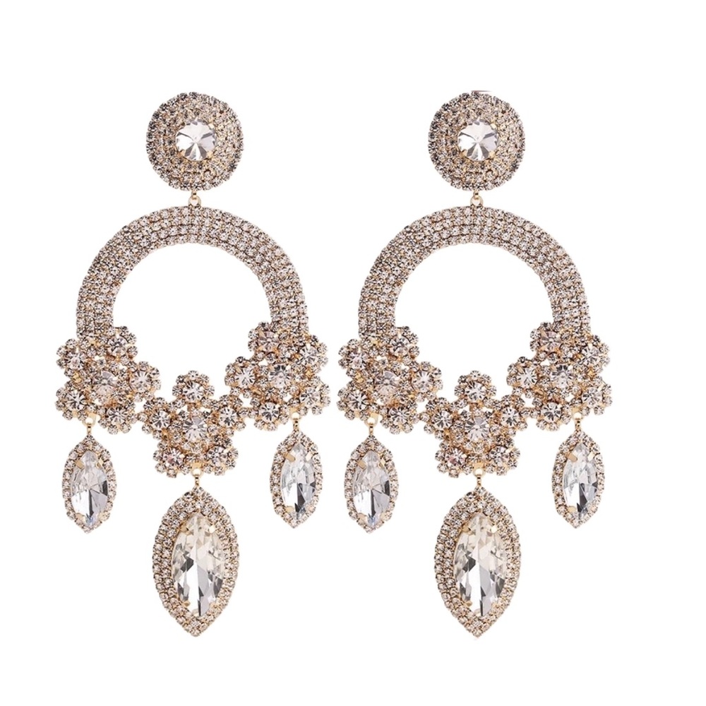 Crystals drop gold fashion luxury jewelry earrings
